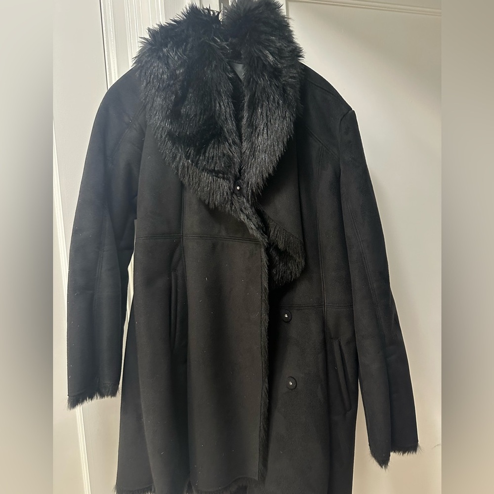 Andrew Marc suede coat with faux fur lining